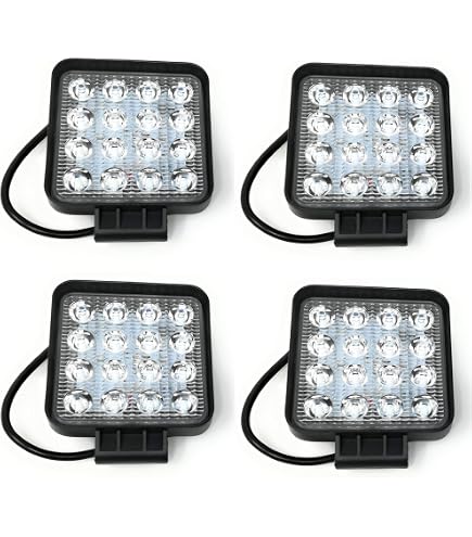Luce Spot Quadrata Impermeabile GFDSGRE Faro Da Lavoro LED Faro Da Lavoro Impermeabile 12V Faretto Quadrato Da 48W Faro Da Lavoro For Camion Off Road Luce Di Guida Notturna For SUV Fari - 3
