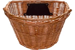 FK Cycling Cesta de Bicicleta Hecha de Mimbre Natural, con suporte Manillar klick Fix Quitar rapido