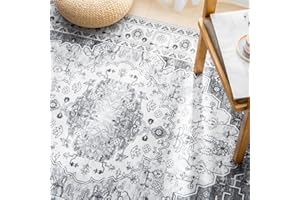 Carvapet Alfombras de Pasillo 90x150cm Alfombra Corredor Antideslizante Largo Alfombras de área Lavable Medallón Flor Alfombra para el Salón Dormitorio(Gris)