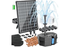 Biling Filtro solare per laghetto da 8 W, con pompa, 405 l/h, filtro per laghetto, pompa solare con batteria da 1,5 m, 10 ugelli fai da te, giardino, stagni, fontana solare per esterni, acqua pulita