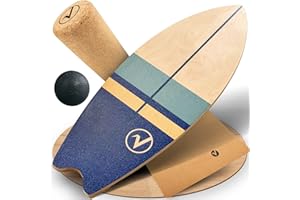 valuents - Tabla de equilibrio de madera con forma de tabla de surf con rodillo para entrenamiento de respuesta neuromuscular + plus: soporte