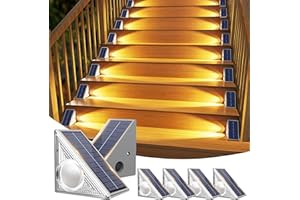 LANKEY SOUND Lakey Sound Solar Lights Outdoor 6 Pack, Outside Garden Step Lights IP67 Waterproof, 10 Color Modes Solar Powered Stairs Light, 12H Lighting & Easy Install for Front Porch, Patio, Doorstep, Pathway