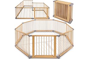 KIDUKU® 7.2 m Baby Playpen XXL Foldable Including Door | Playpen with Double Safety | Barrier for Children Including 8 Elements | Crawling Gate Individually Mouldable