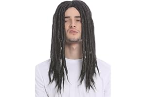 WIG ME UP- 91587-ZA103 Peluca Mujer Hombre Carnaval Halloween rastas voluminosas Rasta Rastafari Surfista Negro