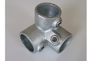 B&T Metall Rohrverbinder Dreiweg Eckstück T128 Ø 48,3 mm (1 1/2") Temperguss thermisch vollbadverzinkt inkl. Stellschrauben