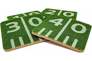 40YARDS American Football Untersetzer in Gras Spielfeld-Design (4 Stück) für Gläser & Tassen: Super als Football Deko oder Geschenk - Weiches, Synthetisches Gras