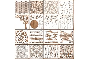 Dmnnlp 16 Pcs Texture Stencils, Reusable Art Mixed Stencils Kit for Painting on Canvas, Walls, Cards, Furniture - Multi-Surface DIY Craft Templates