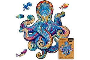 UNIDRAGON Oryginalne Układanki Drewniane - Magnetyczna Ośmiornica, 700 sztuk, Królewski Rozmiar, 54 "x62", Piękne Opakowanie Prezentowe, Unikalny Kształt Najlepszy Prezent dla Dorosłych i Dzieci