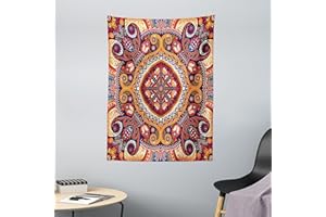 ABAKUHAUS Cachemir Tapiz de Pared y Cubrecama Suave, Alfombra De Flores Arabe, Lavable Colores Firmes, 110 x 150 cm, Multicolor