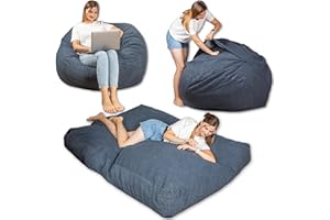bananair - Pouf Poltrona Sacco Convertibile en Materasso/Futon Singolo Pieghevole 135x185 cm - Morbido, Tessuto di Velluto a Coste Larghe - Confortevole, Imbottitura in Schiuma (Blu Notte)