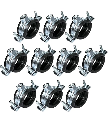 4 Colliers De Serrage Pour Tuyaux 31-35mm - Fixation Murale M8 - Doublure Caoutchouc EPDM - Acier Zingué