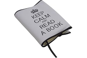 Borda y más Custodia Protettiva o Copertina per Libri. Keep Calm And Read a Book. Vari Colori Disponibili. (Grigio/Nero)