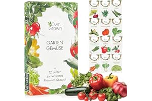 OwnGrown Gemüse Samen Set - 12 Pflanzensamen Sorten für Hochbeet und Garten - Praktische Box mit Gemüsesamen für den Anbau Frischer Ernte zu Hause - Ideal für Gartenliebhaber