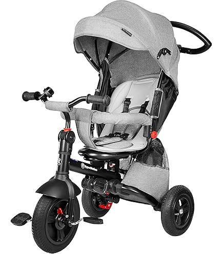 Kinderkraft AVEO Triciclo Bambini Dai 9 Mesi Fino 25 Kg, Passeggino Con Maniglione Del Genitore Regolabile Bici Compatto Pieghevole Sedile Girevole Fronte Mamma E Strada Ruota Libera Verde