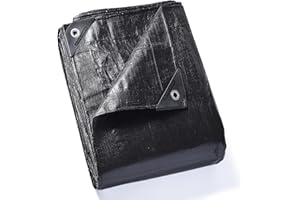 ‎GUARD SHIELD GUARD SHIELD Abdeckplane mit Ösen Wasserdicht 2m x 3m Schwarz Matt Plane Gewebeplane 190g/㎡ Schutzplane Allzweckplane, Reißfest, UV-stabilisiert, Schimmelresistent