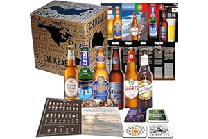 6x Biere der Welt von MGB24 + Geschenk für Mann + 4 Bierdeckel+ Produktbeschreibungen