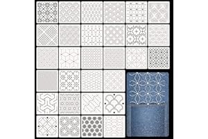 Zernblend 30 pezzi Sashiko Stencil Set, 4.7 X 4.7 pollici Stencil in plastica per motivi geometrici, patchwork a mano, cucito e design tessile, stencil lettere, stencil per rilievo