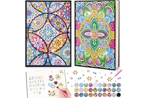 Flnlano Geschenke für Mädchen 6 7 8 9 10 Jahre: Basteln Mädchen 8-10 Jahre, Diamond Painting Kinder Mandalas Notizbuch, Bastelset Kinder Kreatives Diamant Art Spielzeug Geburtstagsgeschenk