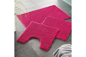 WohnDirect Premium Tappeto da Bagno con Foro per Il WC 45x45cm - Rosa - Tappetino da Bagno Morbido e Antiscivolo - Microfibra Durevole e Assorbente, Lavabile in Lavatrice