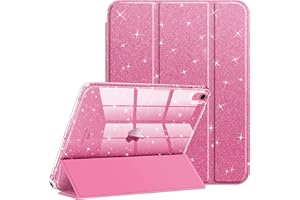 Fintie Funda para iPad 11ª Gen 2025 (A16) de 11 Pulgadas, iPad 10ª Gen de 10.9 Pulgadas (2022) con Soporte para bolígrafo, Funda Brillante antichoque con Cubierta Trasera Transparente,Rosa