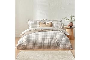 FURN. Yard Juego de Funda nórdica a Cuadros de Cuadros Vichy Barton Natural - Individual