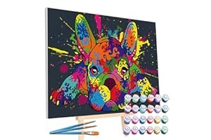 Splat Planet Incorniciato Bulldog Francese Con Numeri Pittura, Pittura Fluorescente Fluorescente, Colore Per Numeri, Pittura Per Pareti, Pittura Per Numero Kit Su Tela Per Adulti, Bambini. 30 X 40Cm