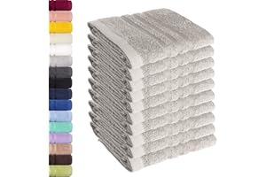Lavea Lot de 10 serviettes essuie-mains 30 x 30 cm – Serviettes d'invité de qualité supérieure 30 x 30 cm en 100 % coton, série éponge Elena – Absorbantes, lavables et résistantes – Argenté