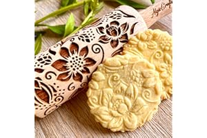 Rouleaux à Pâtisserie Gravé - LOTUS - pour les enfants, Rouleau Pâtisserie en Relief Pour DIY Faire, Pour la Décoration de Biscuits, Rouleau à Pâtisserie par Algis Crafts