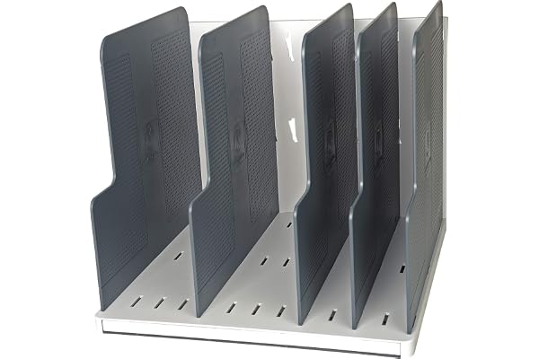 Exacompta - Réf. 390740D - Trieur vertical MODULOTOP avec 5 intercalaires - Pour tri du courrier ou documents A4+ - Dimensions : Profondeur 30 x largeur 29 x hauteur 25,5 cm - coloris gris lumière