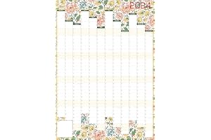 Studio Henki 2024 Wall Planner. A2 Vertical Year Planner - Pastel Flower