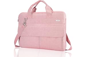 LANDICI Laptop Bag Case 15 15.6 Inch, Waterproof Computer Sleeve Cover with Shoulder Strap, Slim Briefcase for MacBook Pro 15/16 M3 M2 M1, MacBook Air 15,15-16" HP Lenovo Dell Asus Acer for Women,Pink