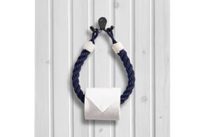 ASSORTED COLLECTIONS ACL Soporte para Rollo de Papel higiénico de Cuerda con Nudos Blancos, Soporte de Papel higiénico de Yute montado en la Pared, diseño rústico Bohemio, Accesorio de baño con temática náutica (Azul)