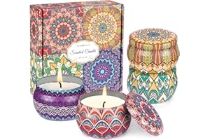 SWEELOV Świece zapachowe, prezenty dla kobiet, 125 g, duże świece do aromaterapii, 4 sztuki, naturalna sojowa, przenośna świeca podróżna do łagodzenia stresu, relaksu, jogi, Bożego Narodzenia, Dnia Matki,