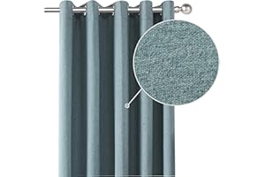 Coastline Luna brushed blackout eyelet curtains Duckegg Teal thermal insulated window treatment 2 panels blinds floor curtains for bedroom,Livingroom,Kids nursery room Width 66" x Drop 72"