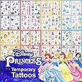Principessa Disney Tatuaggi Bambini, CAYUDEN 40 Fogli Tatuaggi Temporanei Serie Disney Princess Adesivi per Tatuaggi di Carto