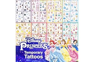 Disney Temporäre Tattoos für Kinder, CAYUDEN 40 Blatt Disney Prinzessin Tattoos Temporär für Mädchen Wasserdicht Cartoon Kinder Tattoos Sticker Mickey Mouse Frozen Tattoos Aufkleber für Party