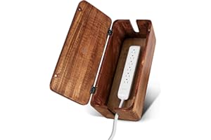 LUXE DESIGNS Cable Management Box & Cord Organizer- Cable Organizer for Desk, Home, Office. Hides Wires, Surge Protectors, Power Strips. Eco Friendly Mango Wood Cord Management Solution (Natural)
