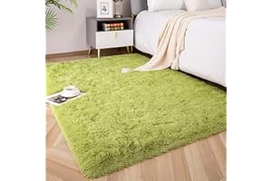 MARATIP Puszysty dywan do salonu duży rozmiar, nowoczesny salon, dziewczyna, miękki i puszysty dywan do sypialni (zielony, 80 x 150 cm)