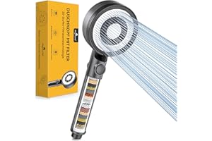 Magichome Pommeau de douche anti calcaire avec filtre à 20 étapes, haute pression pommeau de douche et avec tuyau de 1,5 mètre (Noir)