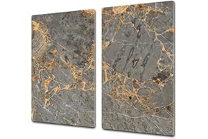 CONCEPT CRYSTAL Tagliere in VETRO temperato – Proteggi-piano di lavoro e spianatoia – Copri-piano cottura – pezzo UNICO (60x52cm) o DUE pezzi (30x52cm ognuno); D21 Marmi 1 Serie