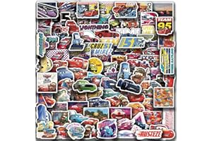 DIWSO 100 pezzi Cars Adesivi, Adesivi per Auto da Corsa dei Cartoni Animati per Computer Portatile, Snowboard, Valigia, Skateboard, Bagagli, Bambini, Adolescenti