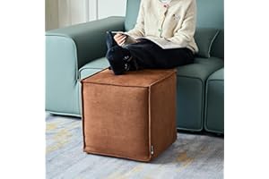 Louis Donné Rechteck Polsterhocker Quadratisches Sitzpouf Fußhocker Holster Ungefüllt Stoff Sitzpuff Fußschemel für In Outdoor 45x45x45cm (Braun)(ONLY Cover)