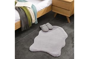 ‎TEPPICH WÖLKCHEN Teppich Wölkchen Fellteppich, Kunstfell Teppich Waschbar, Hasenfell Imitat, Kaninchenfell, Kurzfell - Fell Sitzkissen Stuhlkissen, Kunstfell Stuhlauflage - Grau - Fell 55x80cm