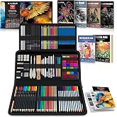 KALOUR 154 Pieces Art Supplies for Artists, Drawing Kit with 6 Sketchbooks, Tutorial, Coloring Paper, Graphite, Charcoal, Wat
