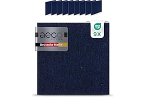 Aeco Sound® - Akustikkacheln aus Akustik-Filz, selbstklebend, extra dick 15mm, 9 Stück, je 30x30cm - Wandpaneele, Wandschutz, Schallschutz, Akustikplatten, Akustikpaneele (Dunkelblau)