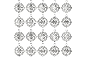 JENNGAOO Colgante de Brújula de 20 Piezas, Serie Náutica, Joyería de Aleación de Anclaje, Materiales de Bricolaje, Accesorios para Pulsera Collar Artesanía Fabricación