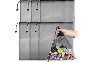 PTWOLA 6pcs Laundry Bags with Drawstring Mesh Bag for Delicates Net Beach Tote Bag Drawstring Organizer Storage Mesh Bags Sand Toys Equipment Ball Camping Clothing Storage for Laundry Sports Swimming Pool