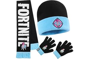 Fortnite Bonnet Garçon et Ado 3 Pièces, Ensemble Bonnet Écharpe Gants, Tricot Enfant Chaud École Sorties, Cadeau Gamer