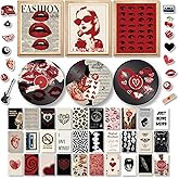 97 Decor Downtown Girl Room Decor Y2k Posters - Dark Red Downtown Girl Aesthetic Wall Decor, Y2k Room Decor 2000s Collage Kit