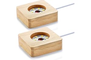ZEERSHEE Confezione da 2 basi in legno per esposizione di luci a LED in cristallo con base in vetro di cristallo e resina per luce calda, solo USB